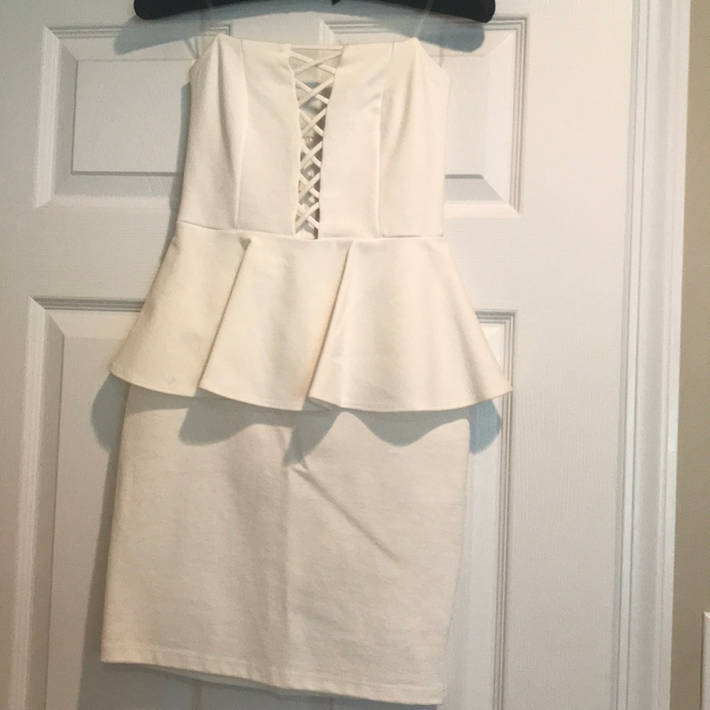 Cream Strapless Mini Dress